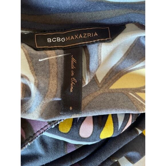 BCBGMaxazria Size Small Dress 1970's Retro Style Black with Multi Colors - Picture 4 of 5